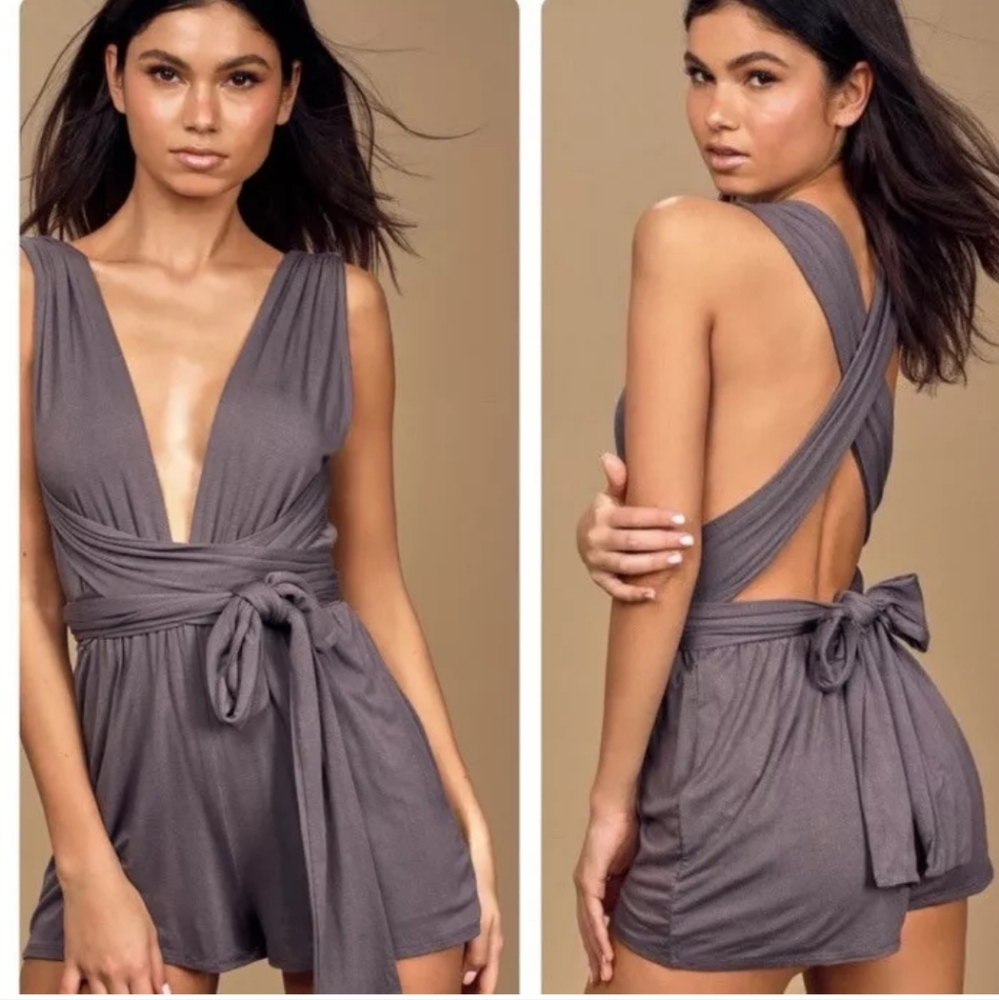 NWT Lulu's Women's Romper Shorts Multi Way Sleeveless Shorts Size Small Lavender